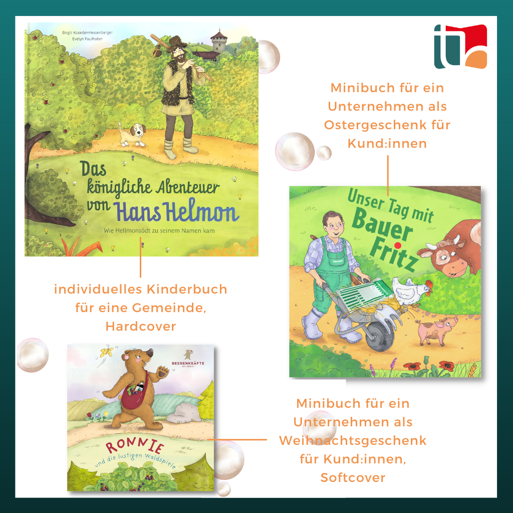 Wir gestalten individuelle Kinderbücher für Unternehmen, Städte und Gemeinden